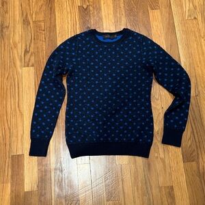 The Limited Dark Blue Polka Dot Crewneck Sweater